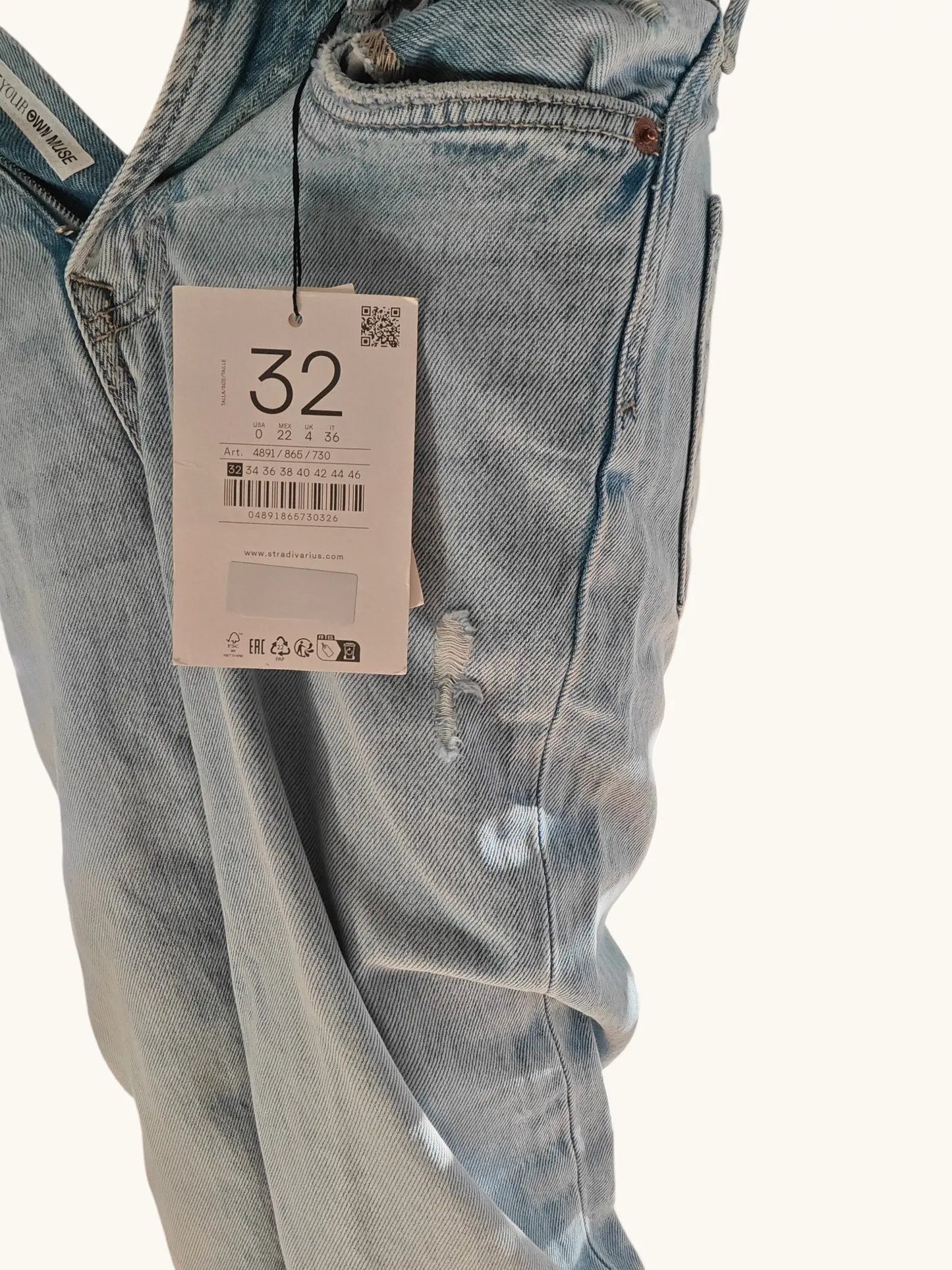 Jean Stradivarius D92 straight wide bleu clair taille 32 Stradivarius