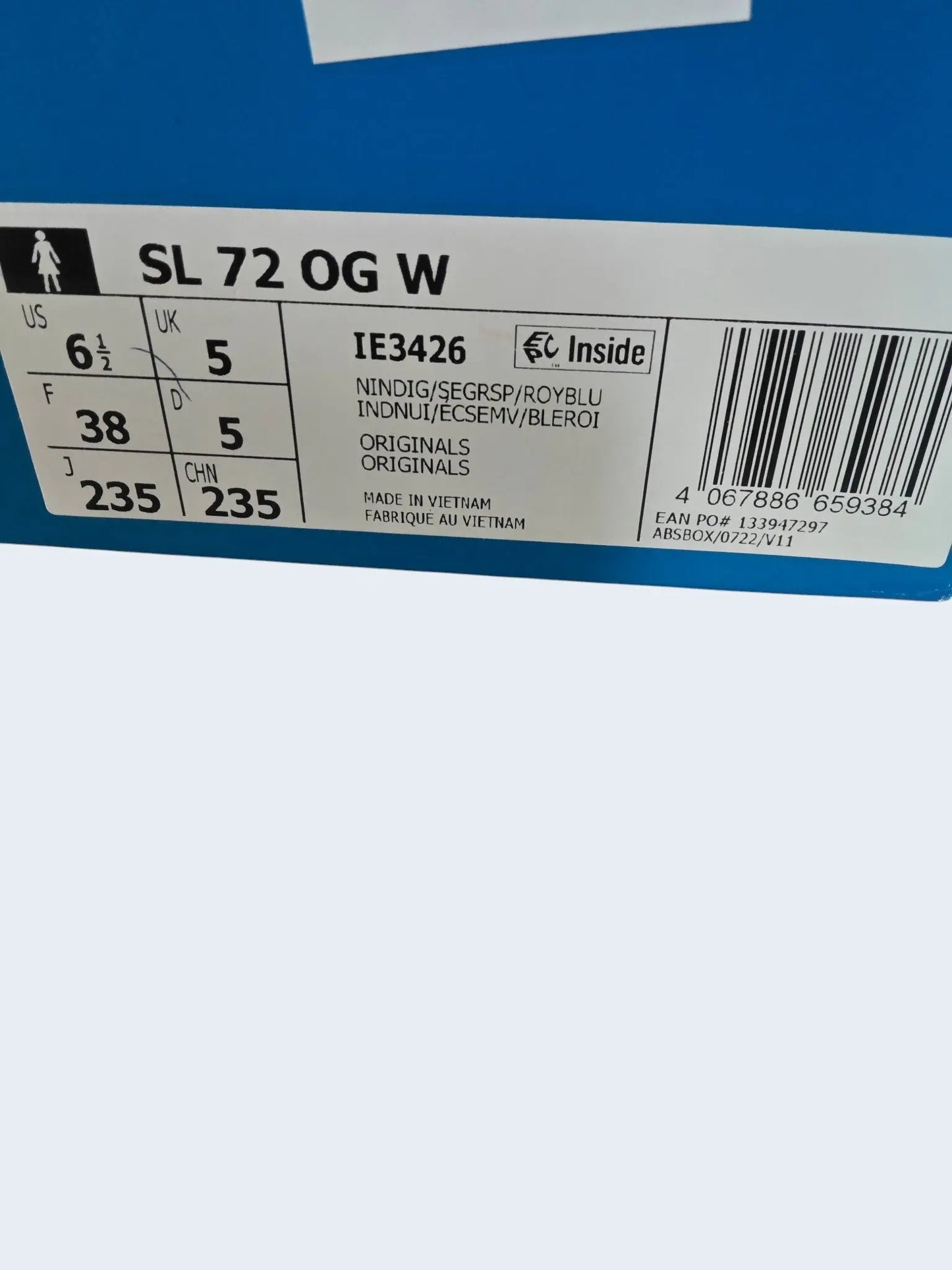 Adidas SL 72 OG W bleu électrique et vert d’eau T38 neuves avec boîte Adidas