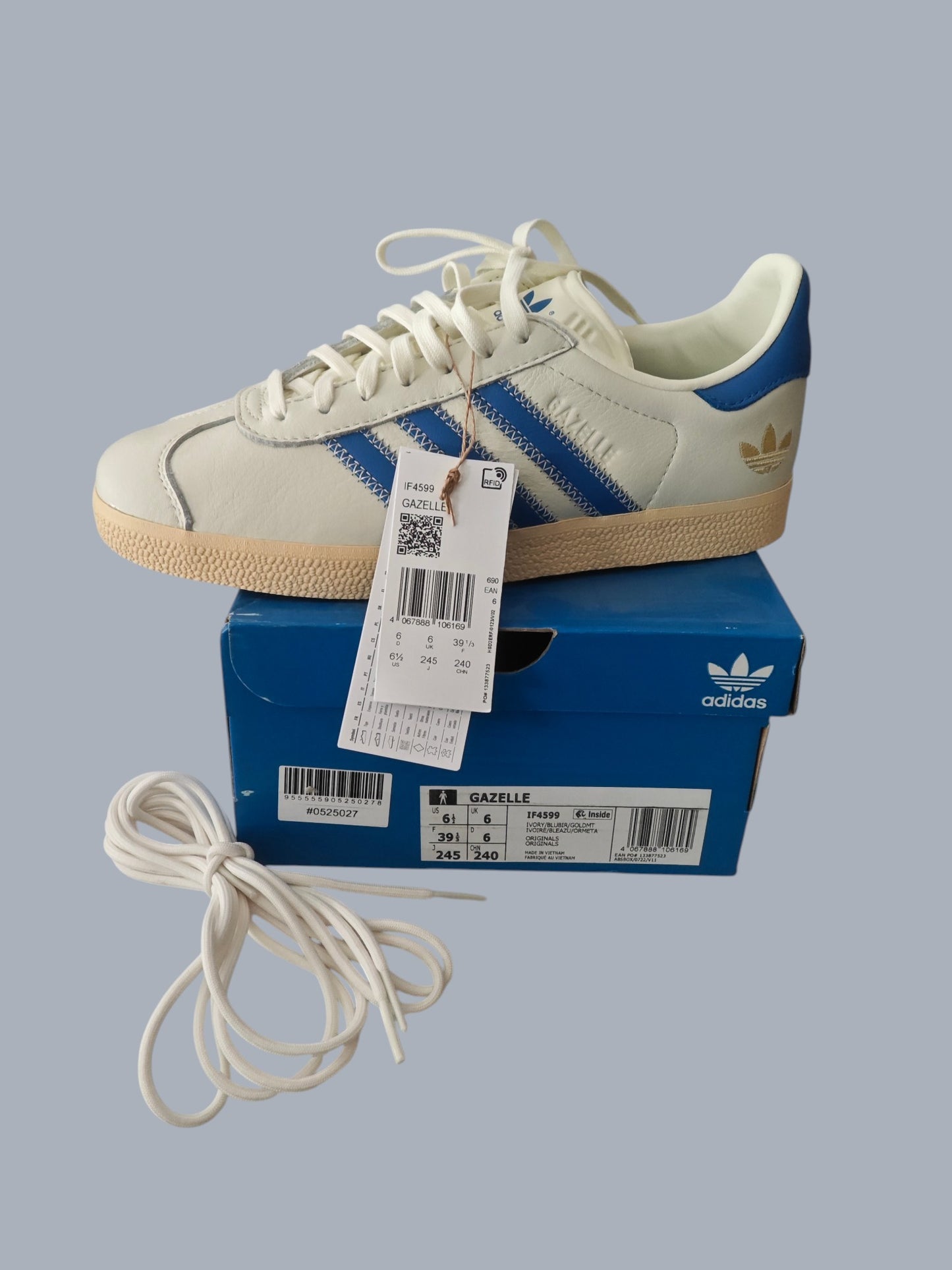 Adidas Gazelle neuves – blanc & bleu – taille 39 1/3 – avec étiquette