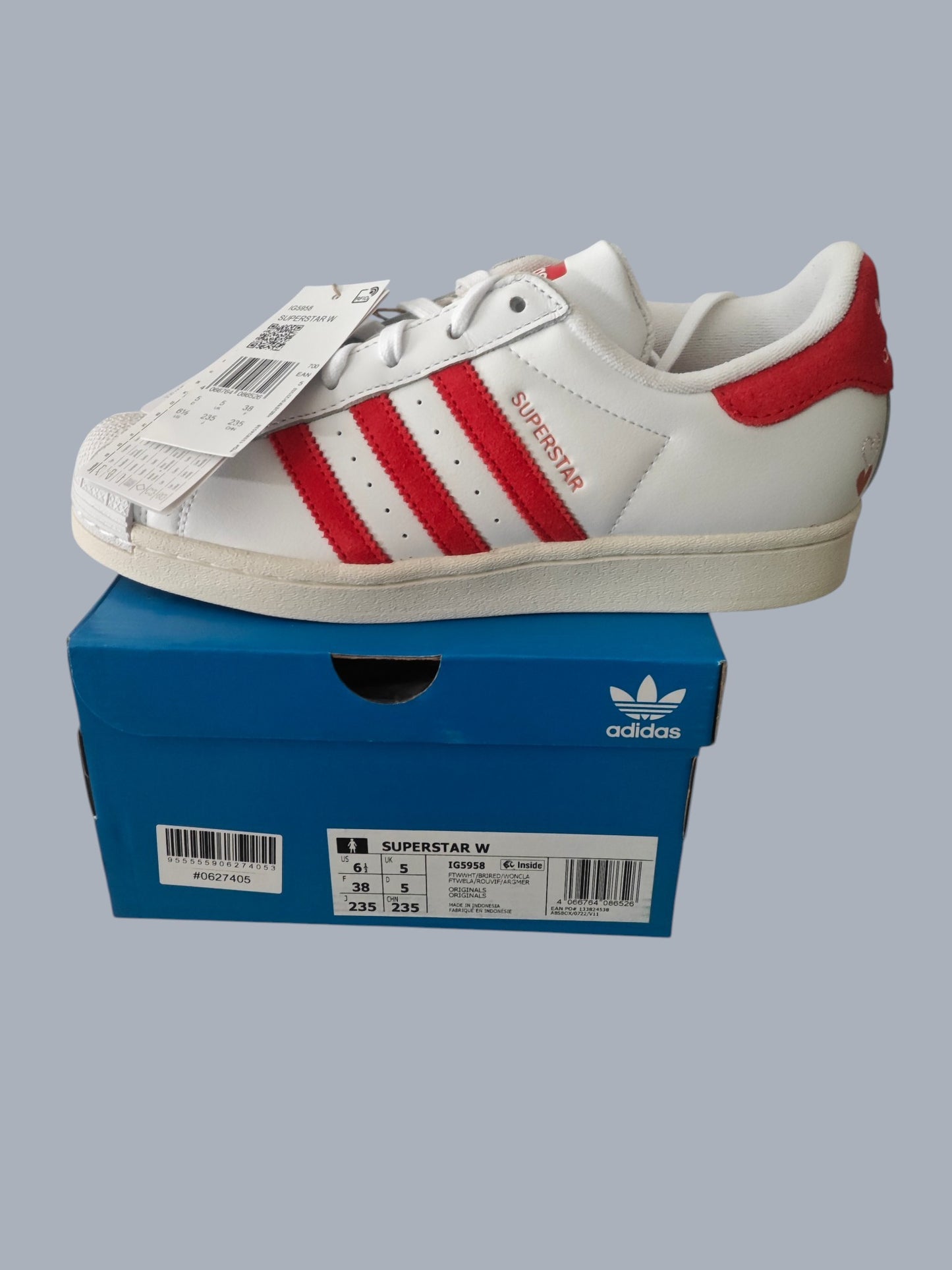 Adidas Superstar W neuves – blanc & rouge – taille 38 – avec étiquette