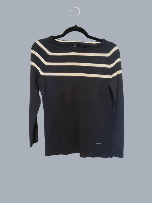 Pull Nautica rayé bleu marine & blanc – 100% coton – style marin – taille S SECONDE MAIN