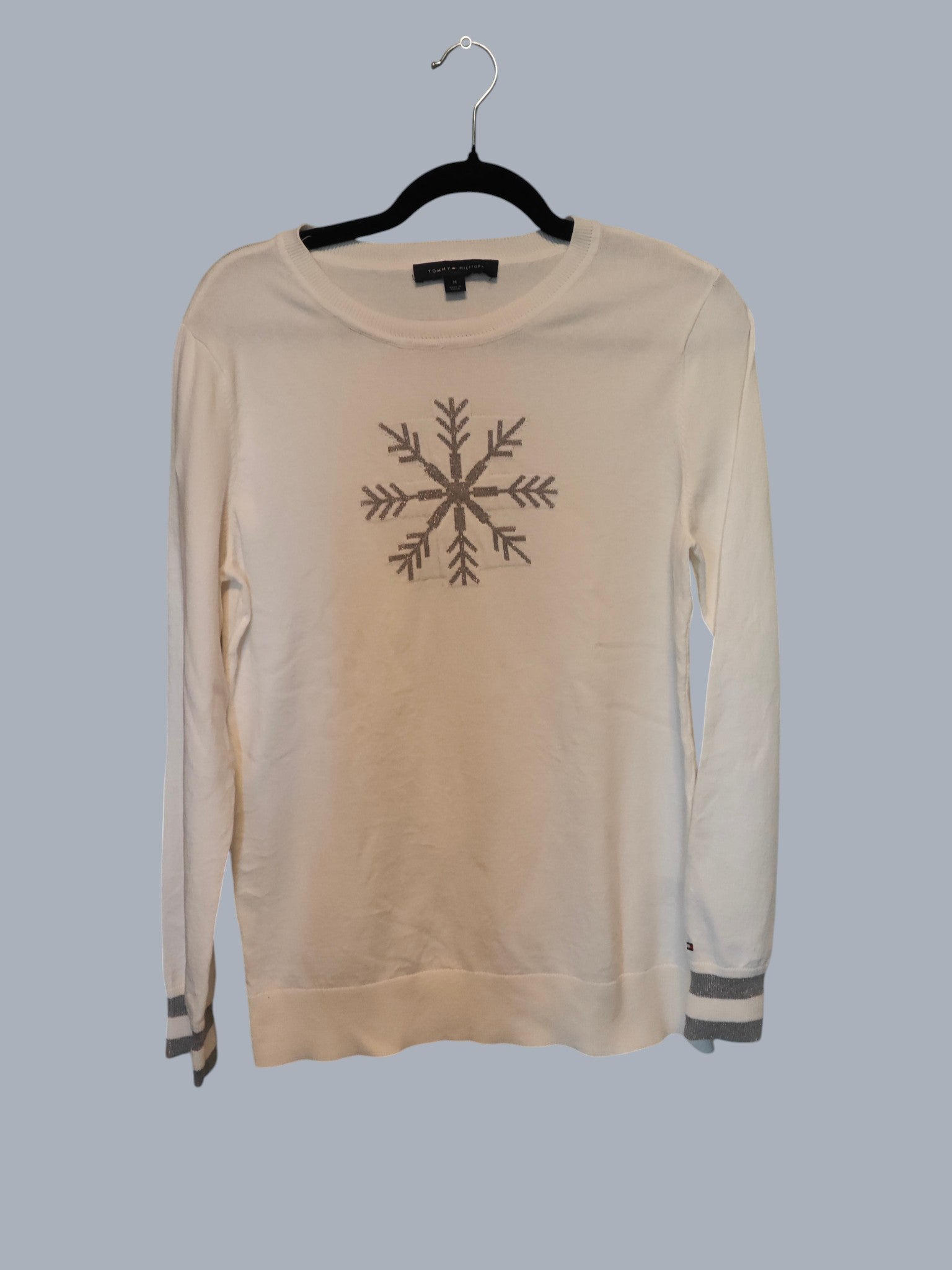Pull Tommy Hilfiger écru flocon – taille M – coton – SECONDE MAIN