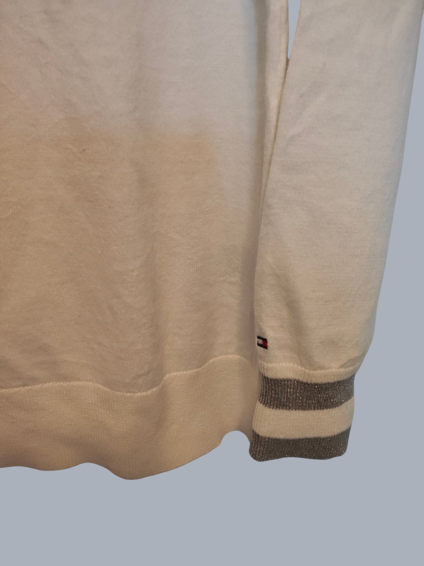 Pull Tommy Hilfiger écru flocon – taille M – coton – SECONDE MAIN