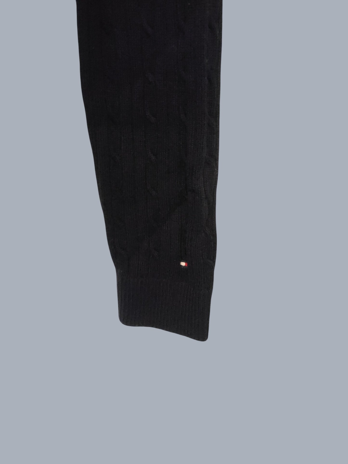 Pull Tommy Hilfiger noir col V maille texturée taille L