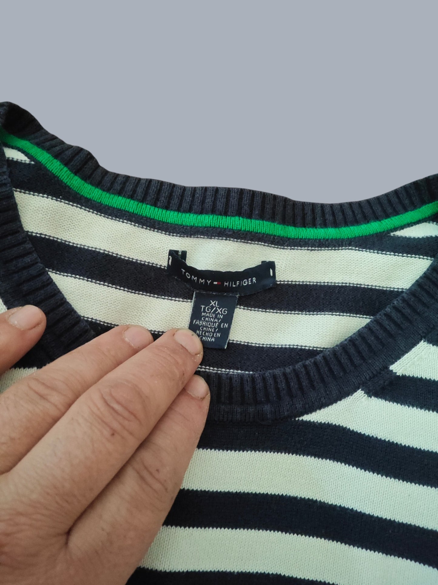 Pull Tommy Hilfiger marinière premium – boutons dorés – taille XL SECONDE MAIN