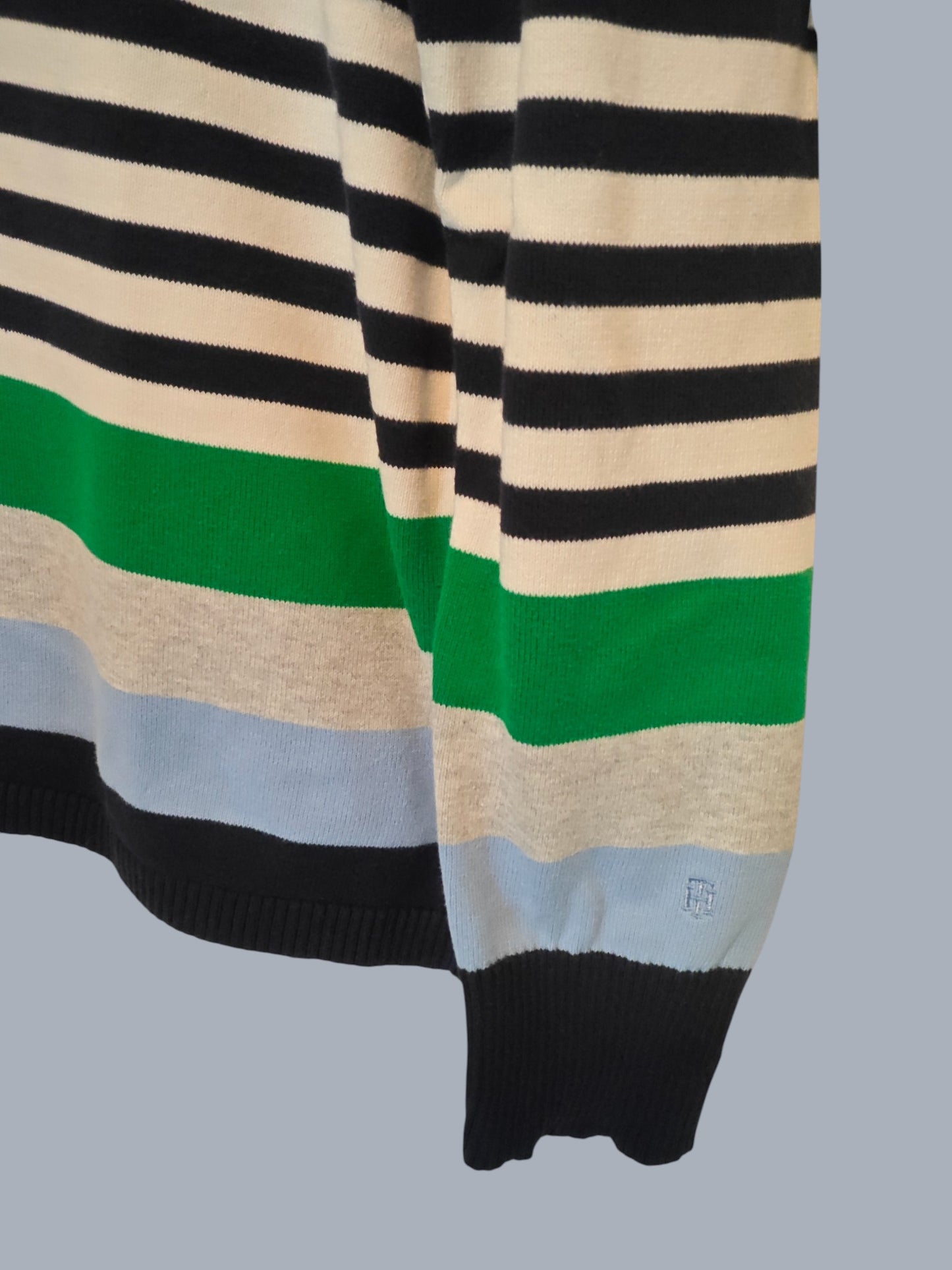 Pull Tommy Hilfiger marinière premium – boutons dorés – taille XL SECONDE MAIN