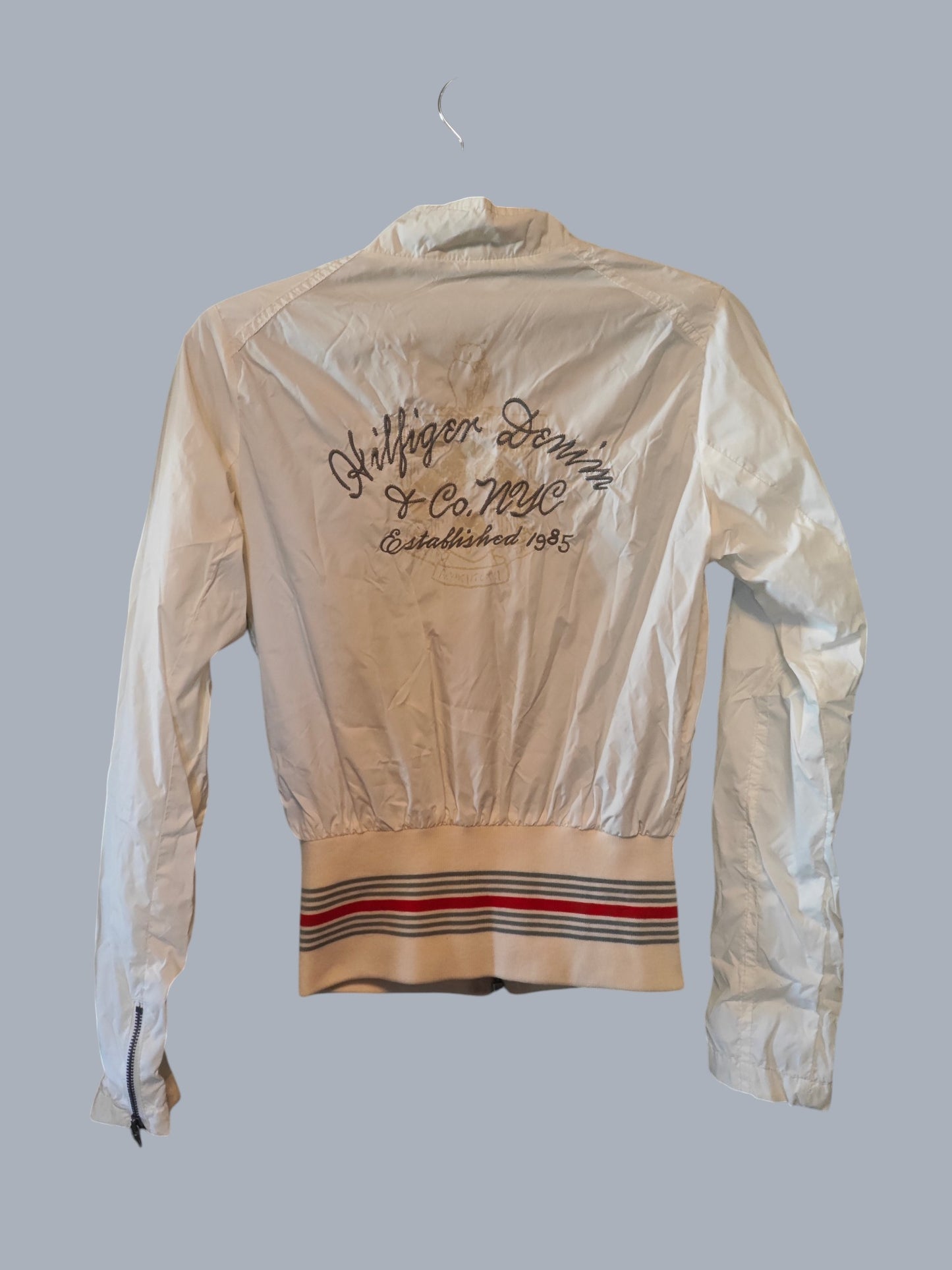 Veste Tommy Hilfiger Denim blanche – zip + broderie dos – taille S