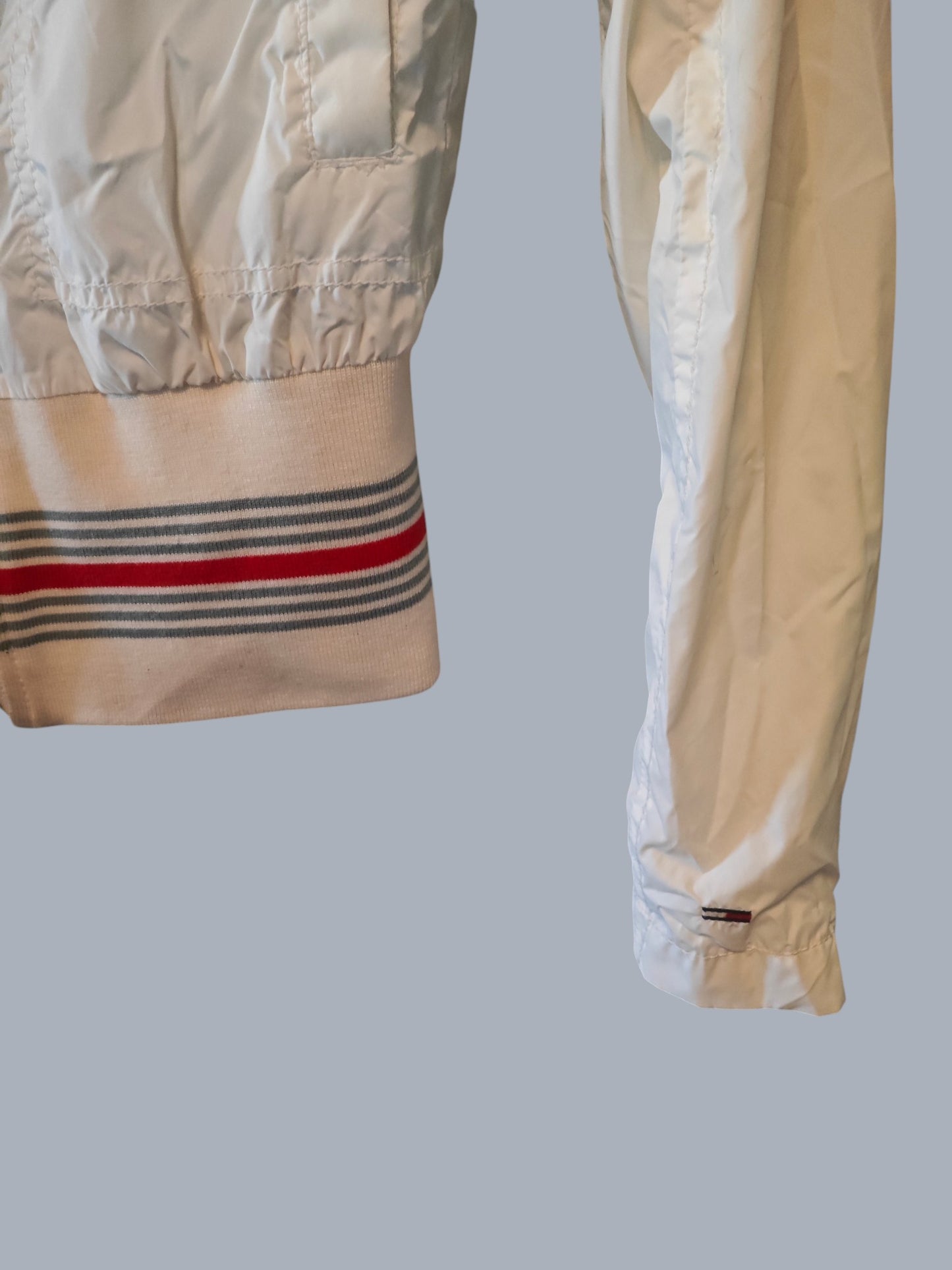 Veste Tommy Hilfiger Denim blanche – zip + broderie dos – taille S