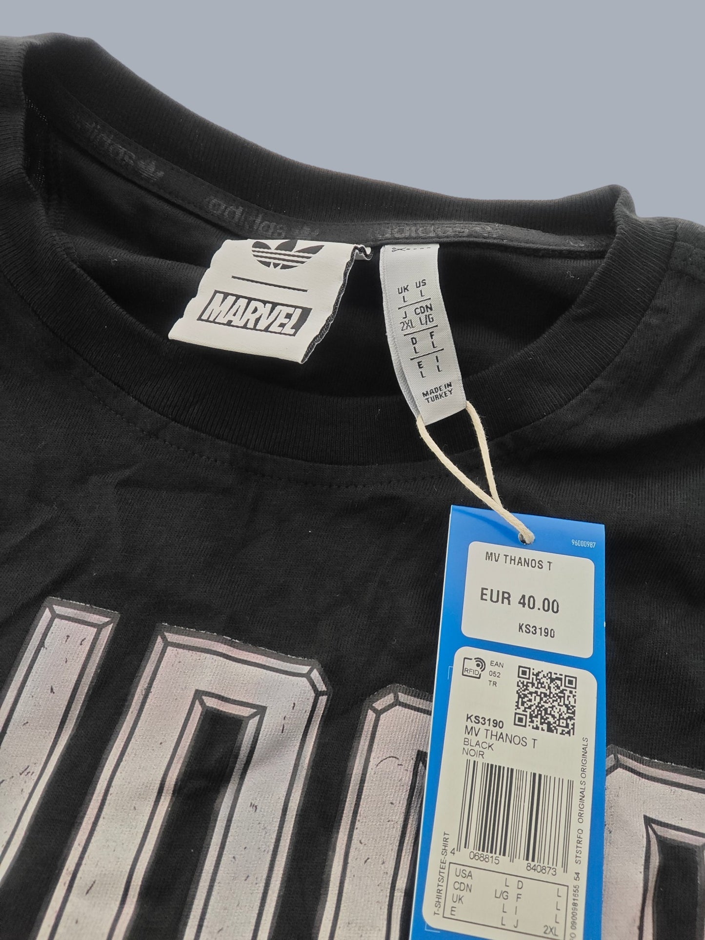 T-shirt Adidas Originals x Marvel Thanos noir neuf étiquette L