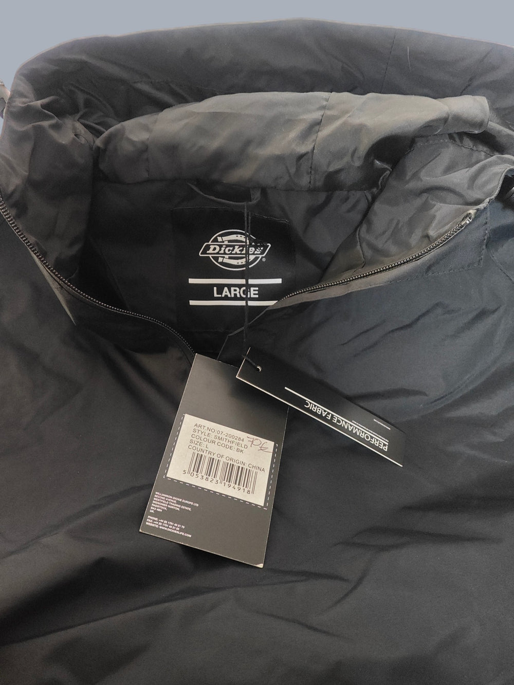 Veste Dickies anorak noir Smithfield coupe-vent neuve taille L