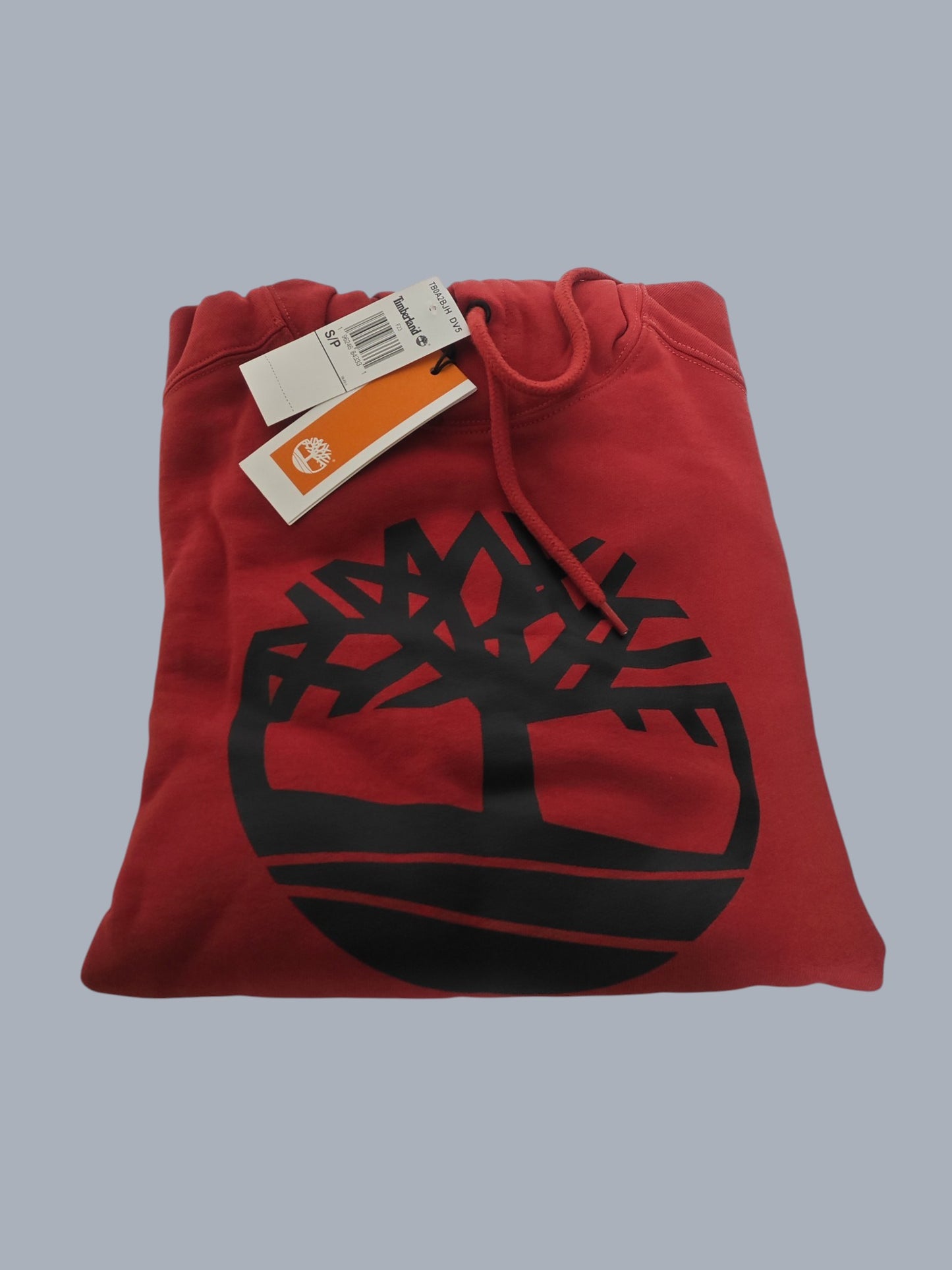 Sweat à capuche Timberland rouge logo noir neuf S