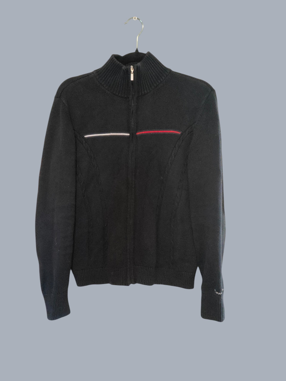Cardigan Tommy Hilfiger zip bleu nuit signature L SECONDE MAIN