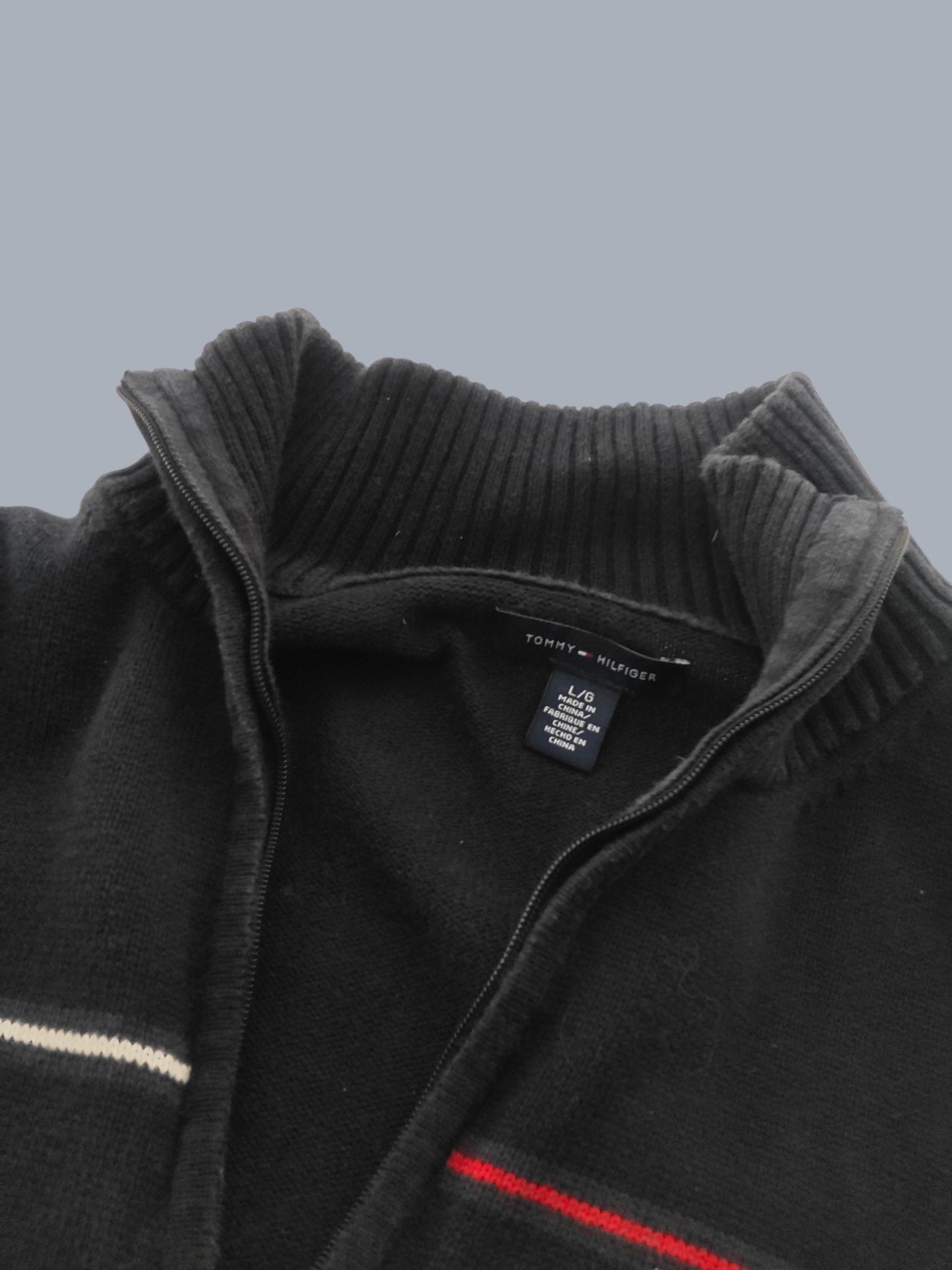 Cardigan Tommy Hilfiger zip bleu nuit signature L SECONDE MAIN