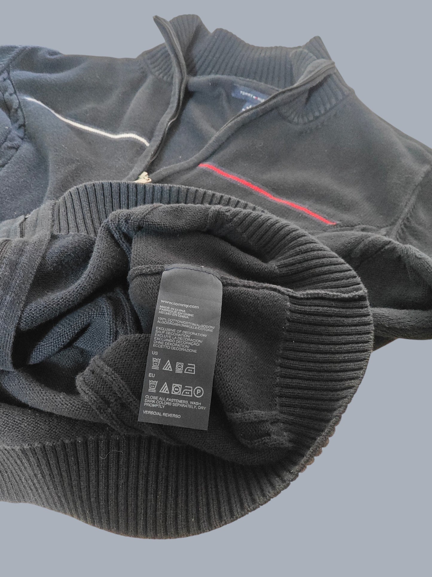 Cardigan Tommy Hilfiger zip bleu nuit signature L SECONDE MAIN
