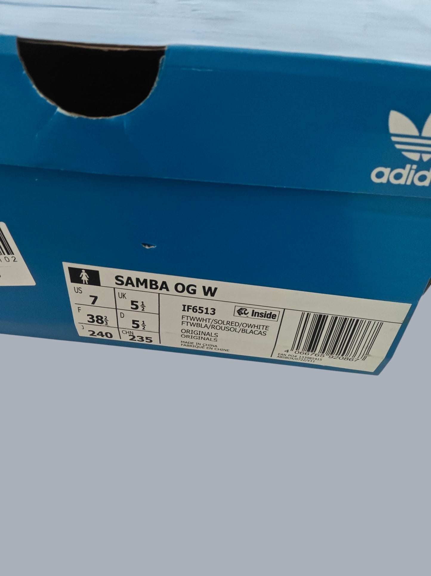 Adidas Samba OG W blanc rouge gum taille 38 2/3 neuves avec boîte