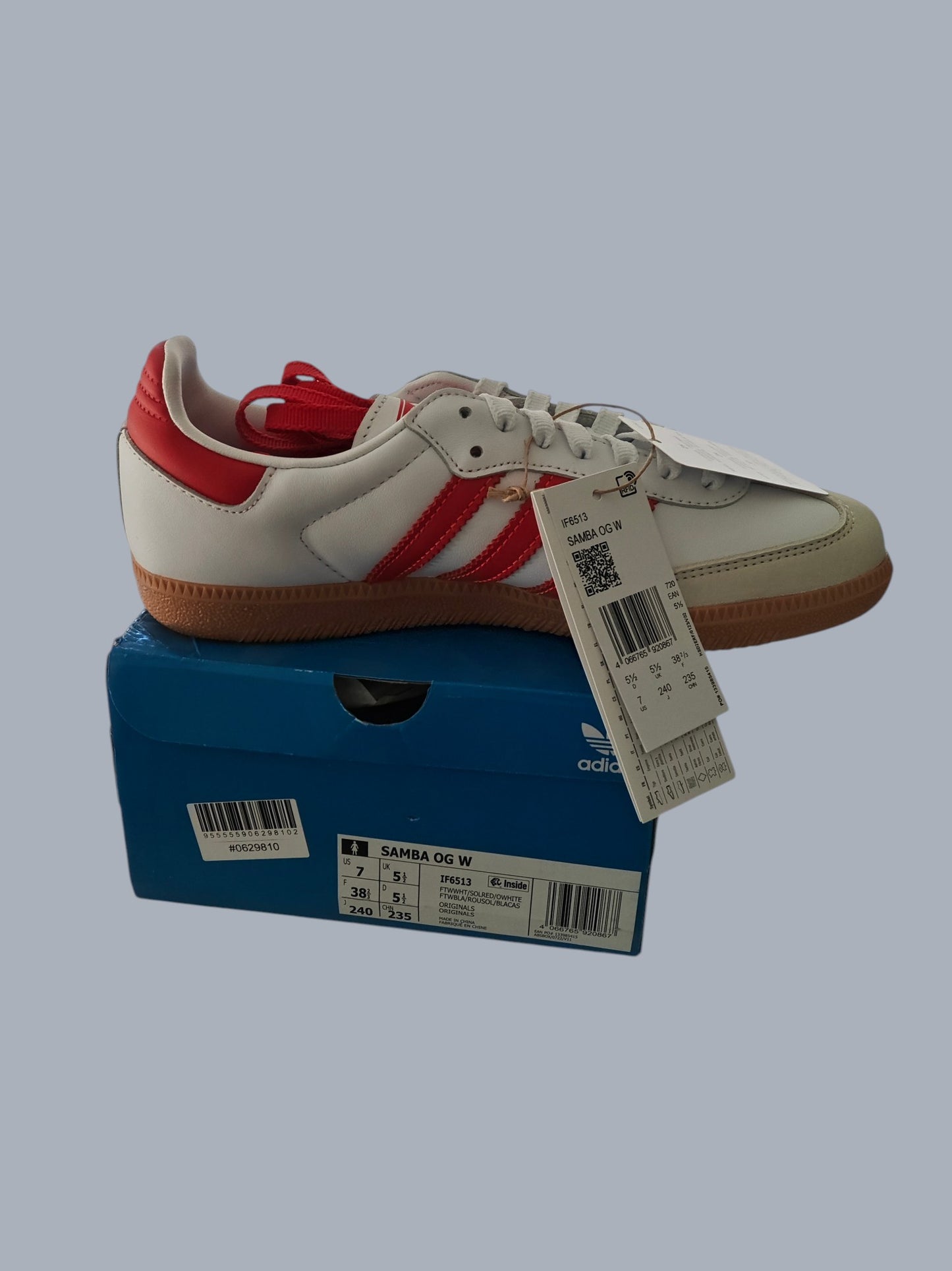 Adidas Samba OG W blanc rouge gum taille 38 2/3 neuves avec boîte