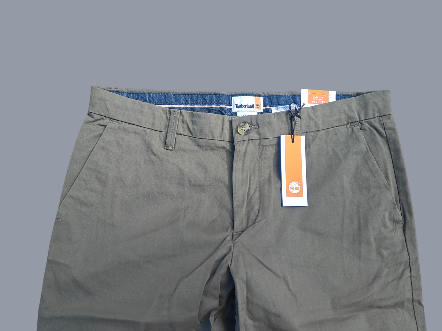 Pantalon chino Timberland slim fit gris kaki – W35 L32