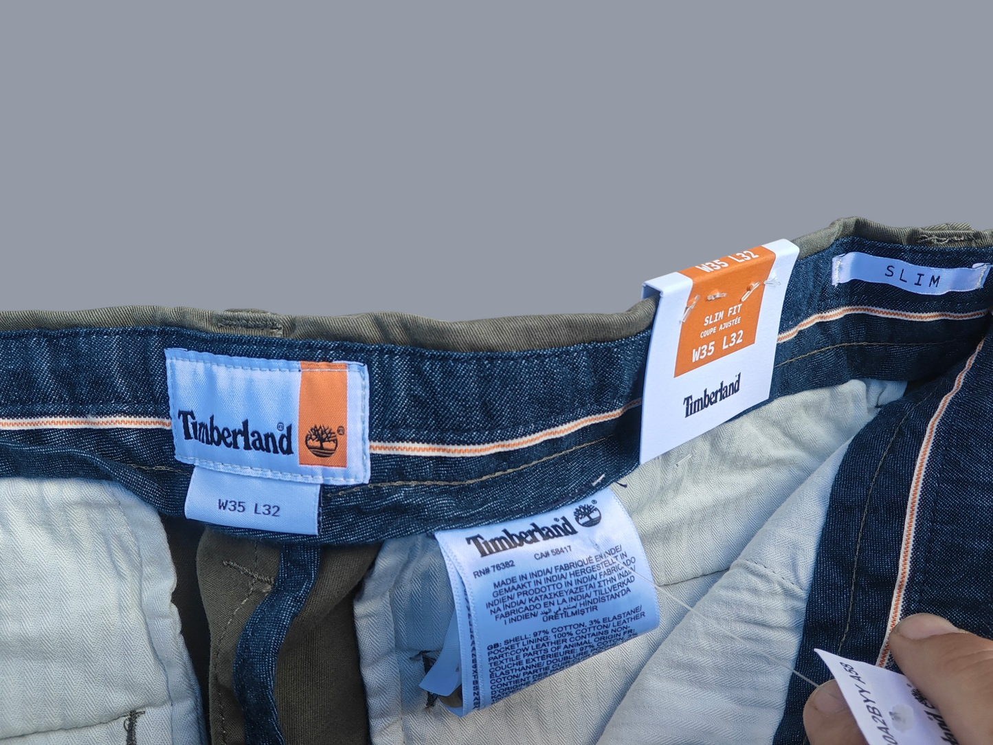 Pantalon chino Timberland slim fit gris kaki – W35 L32