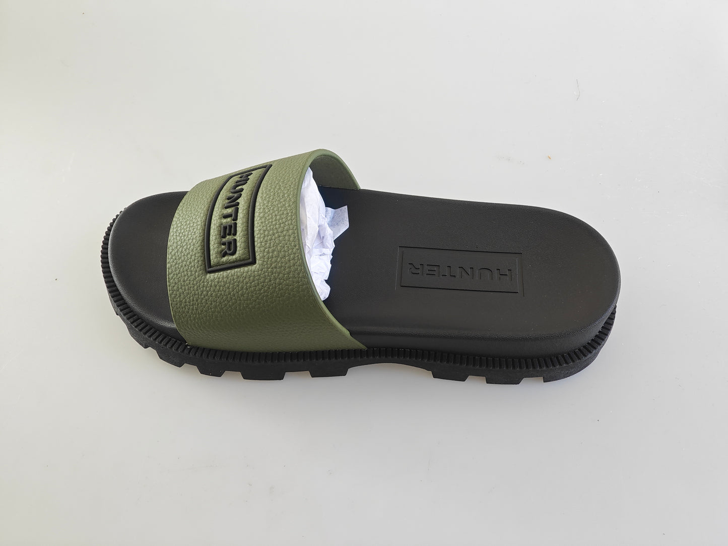 Claquettes Hunter Unisex Vegan Synthetic Slider Vert Kaki – EU 39
