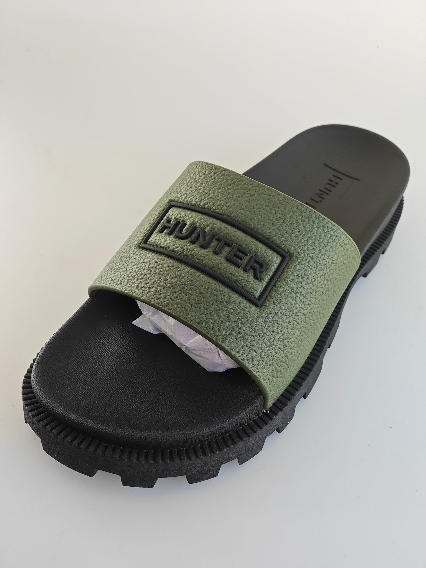 Claquettes Hunter Unisex Vegan Synthetic Slider Vert Kaki – EU 39