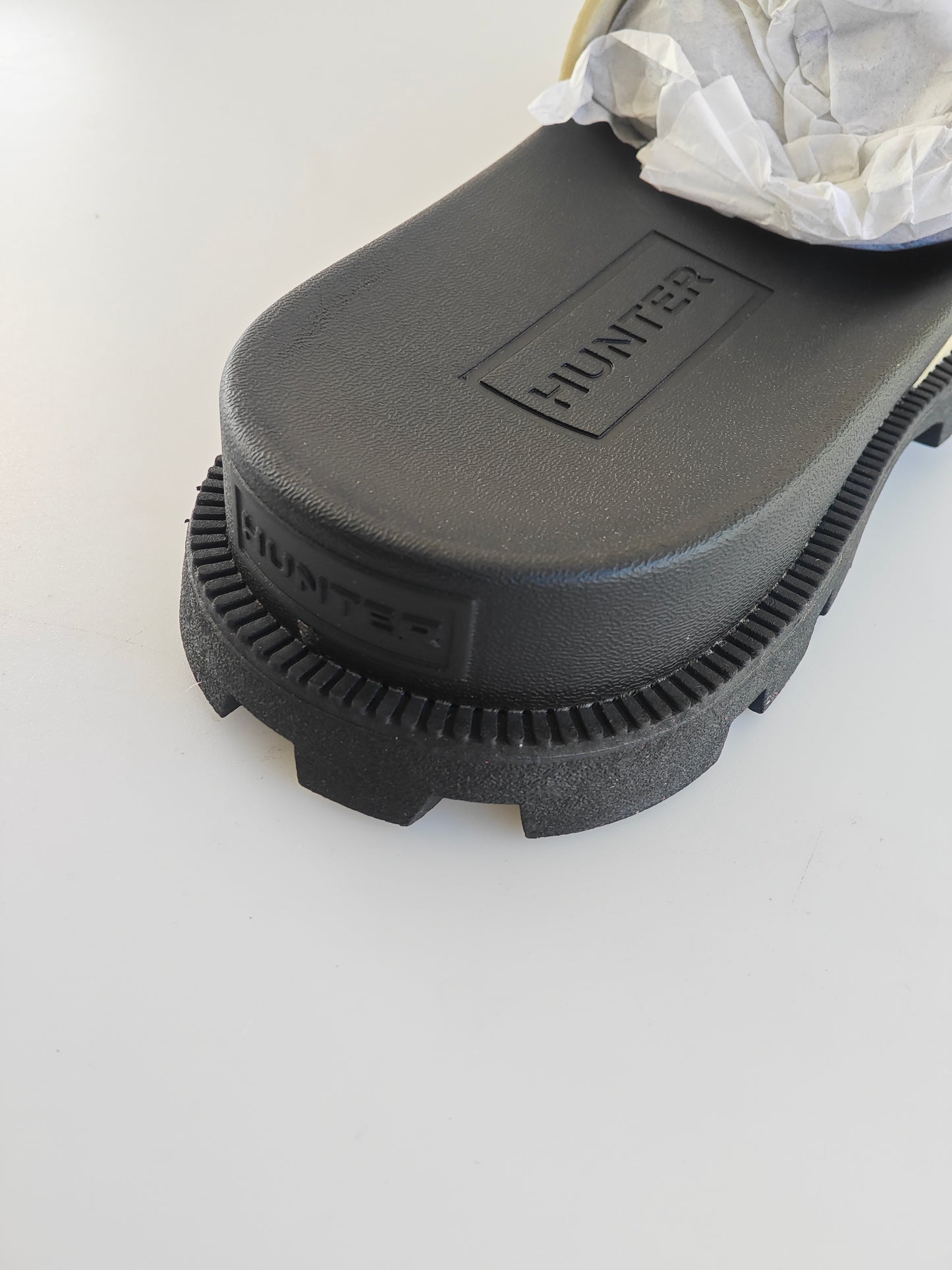 Hunter Unisex Vegan Synthetic Slider – Gravel – Taille 41 – Neuves avec boîte