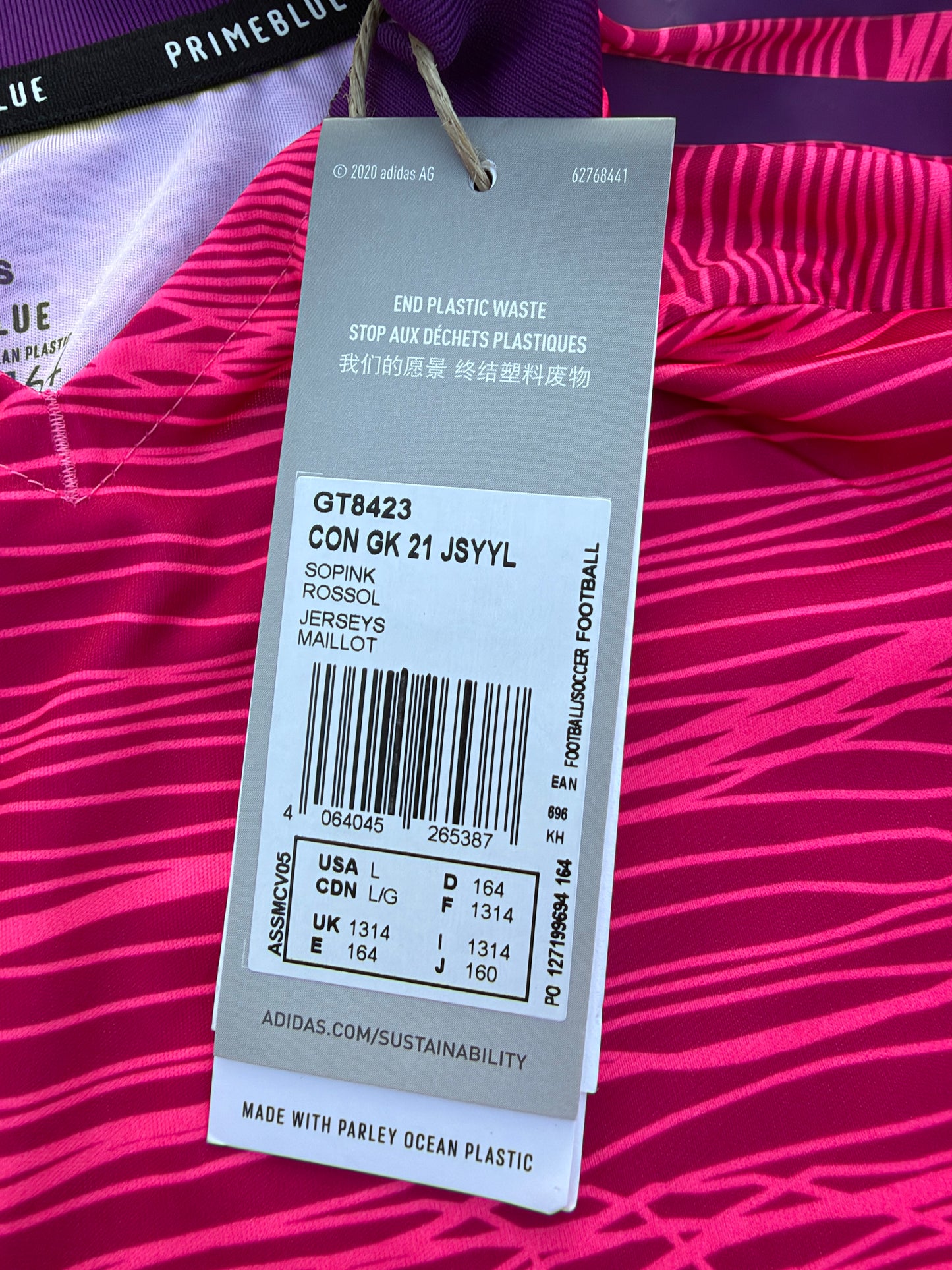 Maillot de gardien Adidas Primeblue Aeroready – 13-14 ans (164 cm)