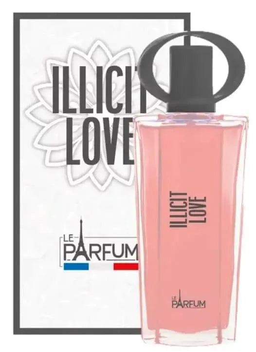 Eau de toilette rose pour femmes, de parfum de France, avec un flacon rectangulaire et un bouchon noir.
